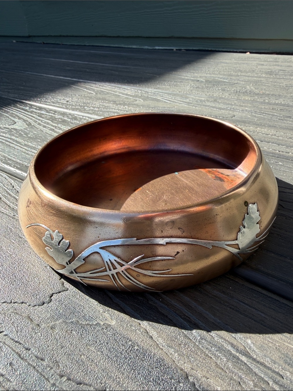 Heinz Sterling Silver on Bronze trinket dish/  6.5“ collectible early 1900s